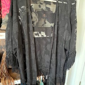 Sheer black lace cardigan